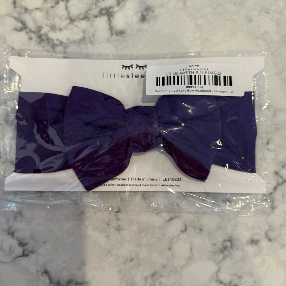 Little Sleepies Purple Luxe Bow Headband